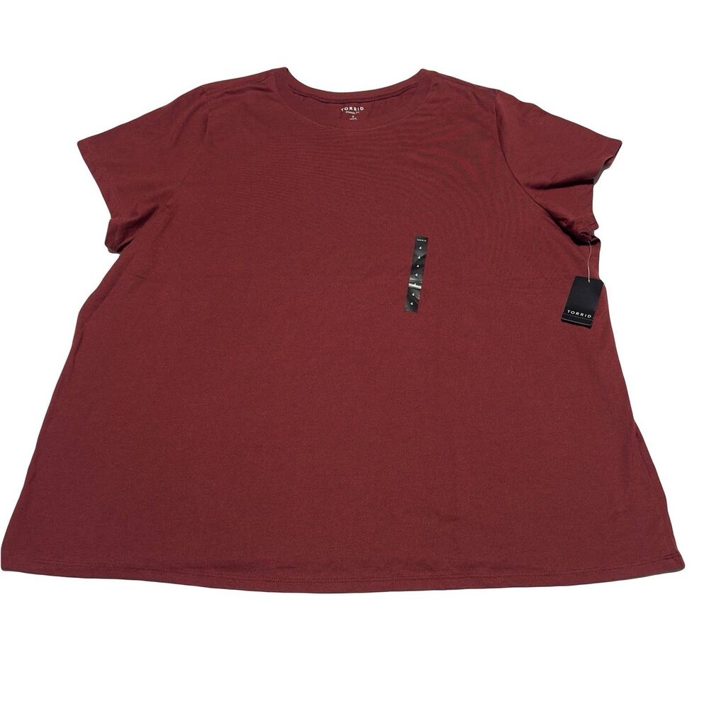 Torrid Everyday Signature Jersey Crew Neck Tee Size 4X 26 Red Burgundy Syrah NWT